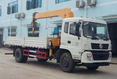 东风天龙多功能平板带吊车